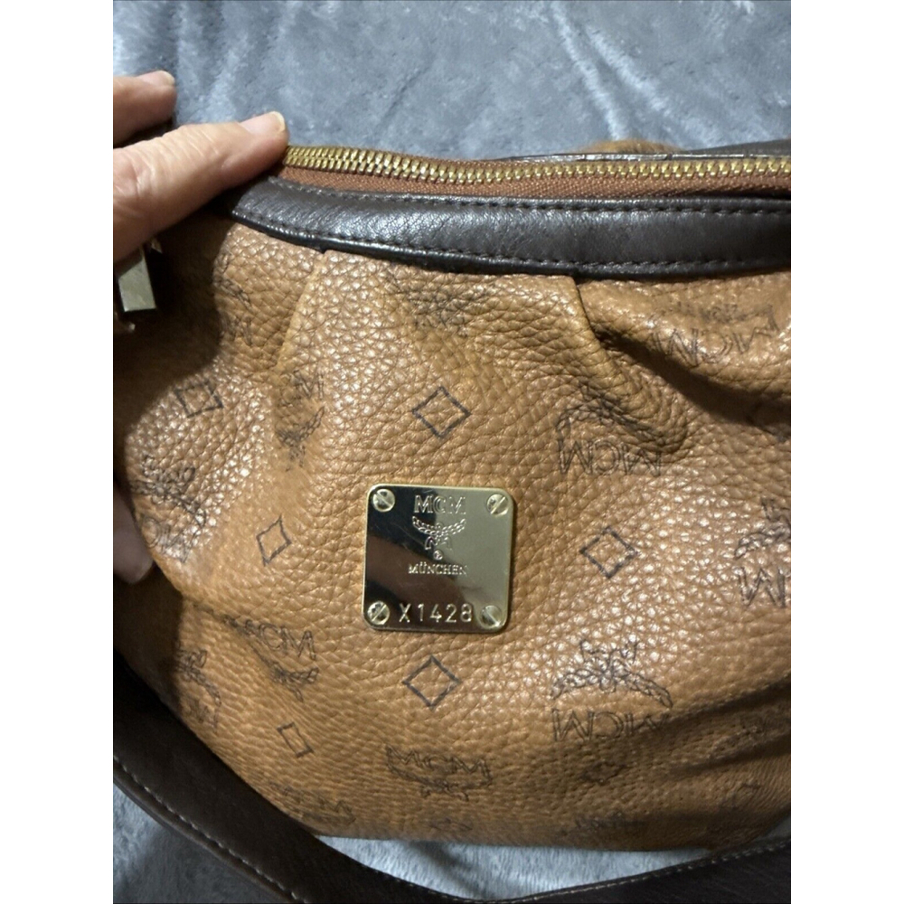 MCM Leather Brown Monogram Shoulder Hobo Handbag - Picture 2 of 16